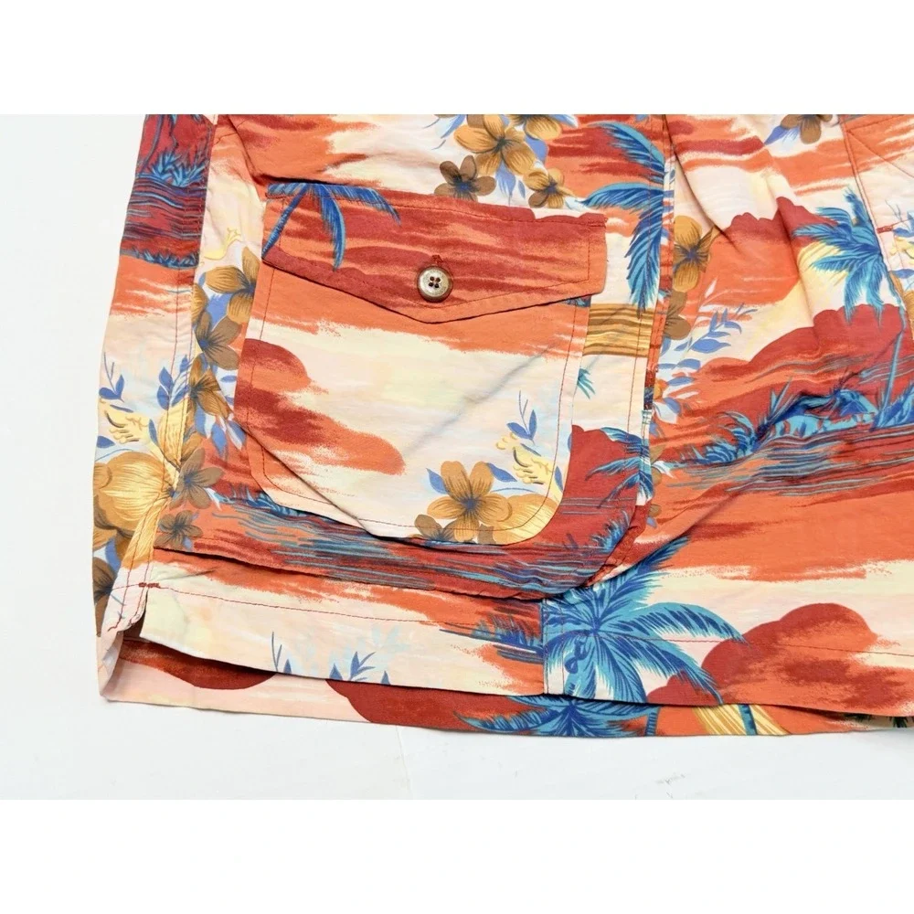 Vintage‎ Tommy Bahama Swim Trunks Mens Medium Black Hawaiian Floral Print